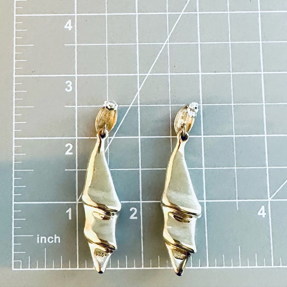 Vintage Modernist Electroform Silver Earrings - Picture 5 of 12